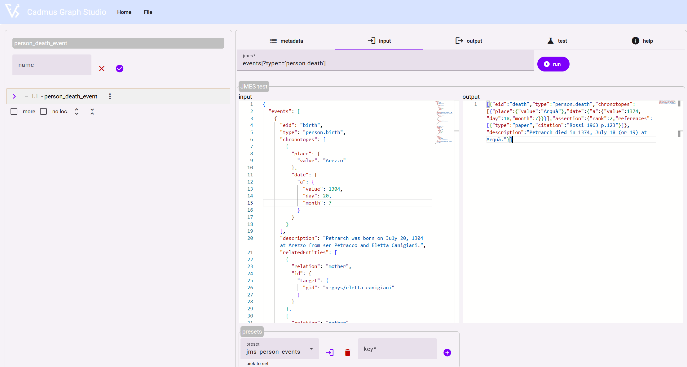 mappings editor - input