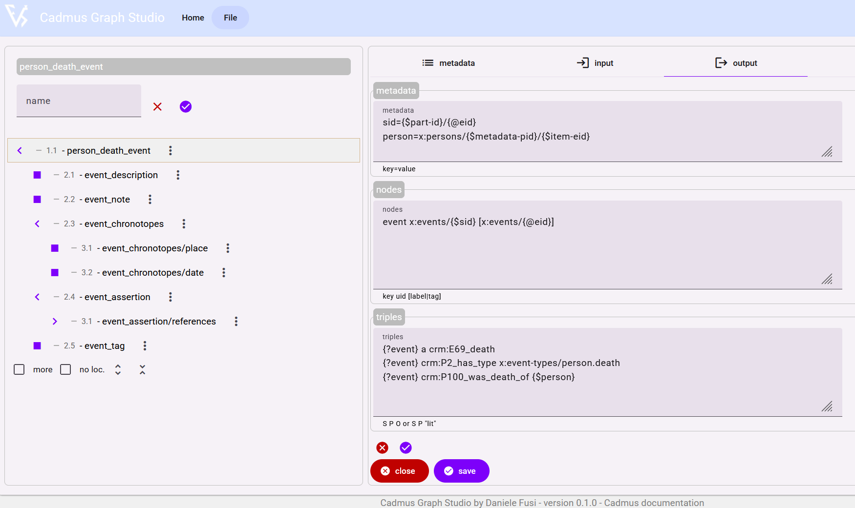 mappings editor - output