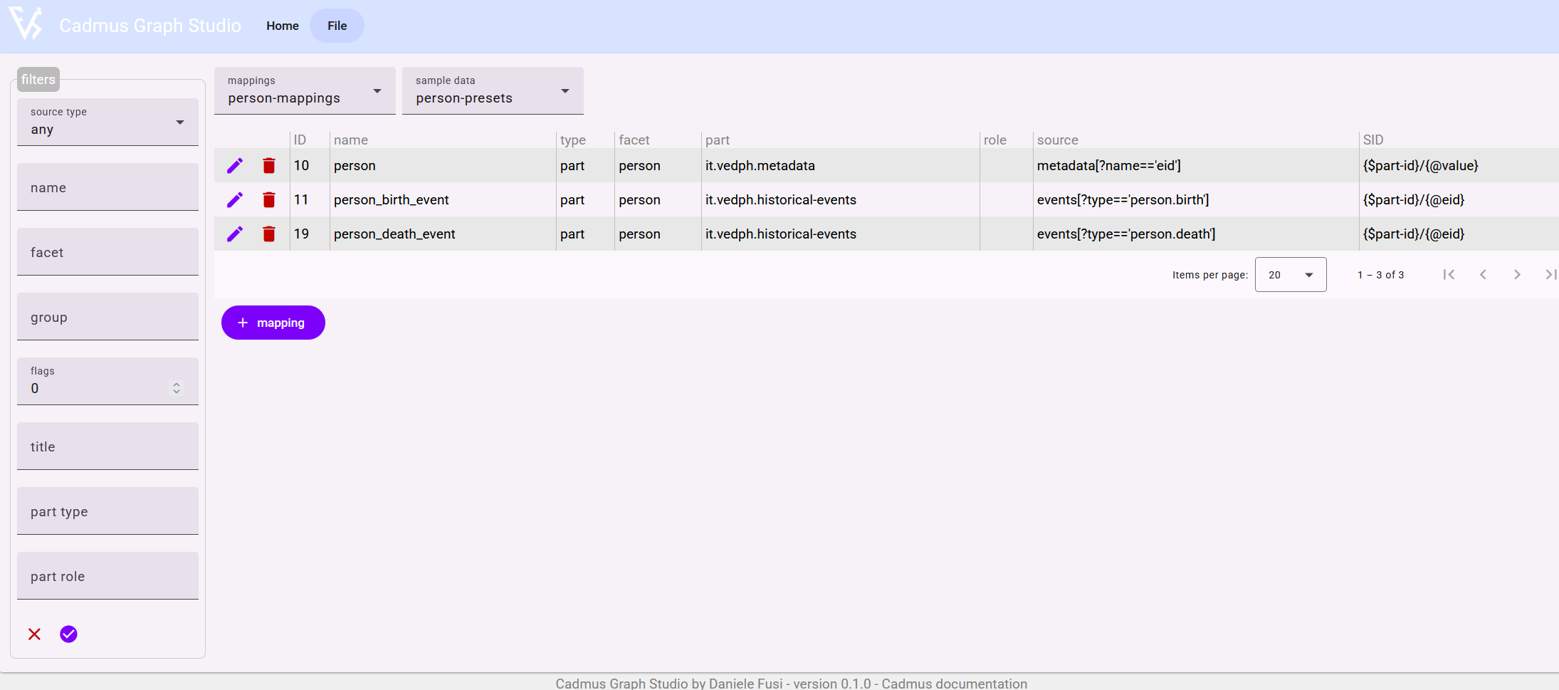 mappings list