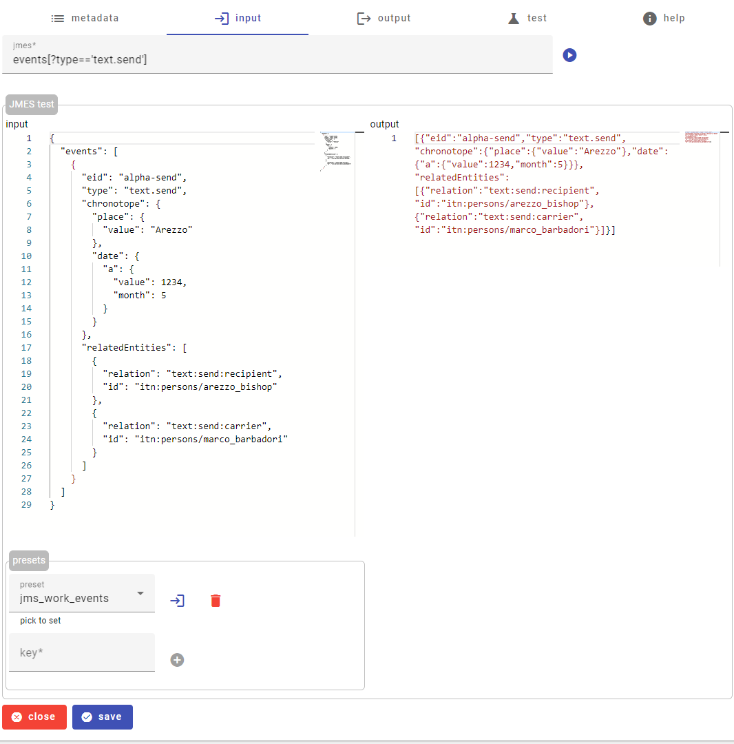mappings editor - input