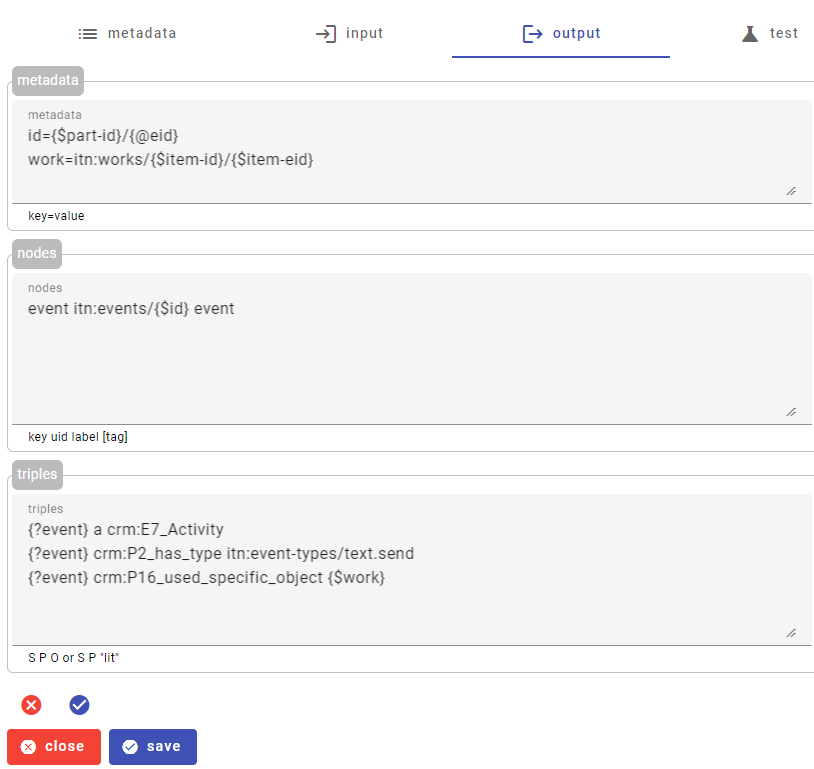 mappings editor - output