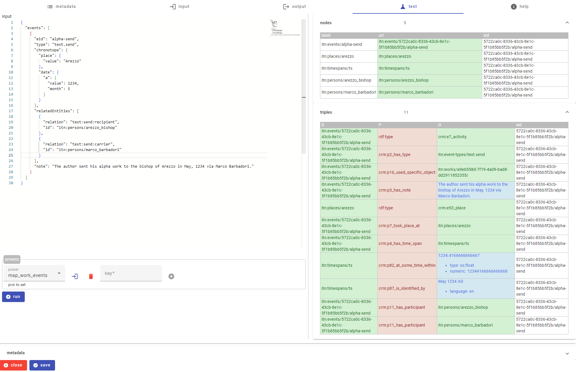 mappings editor - test