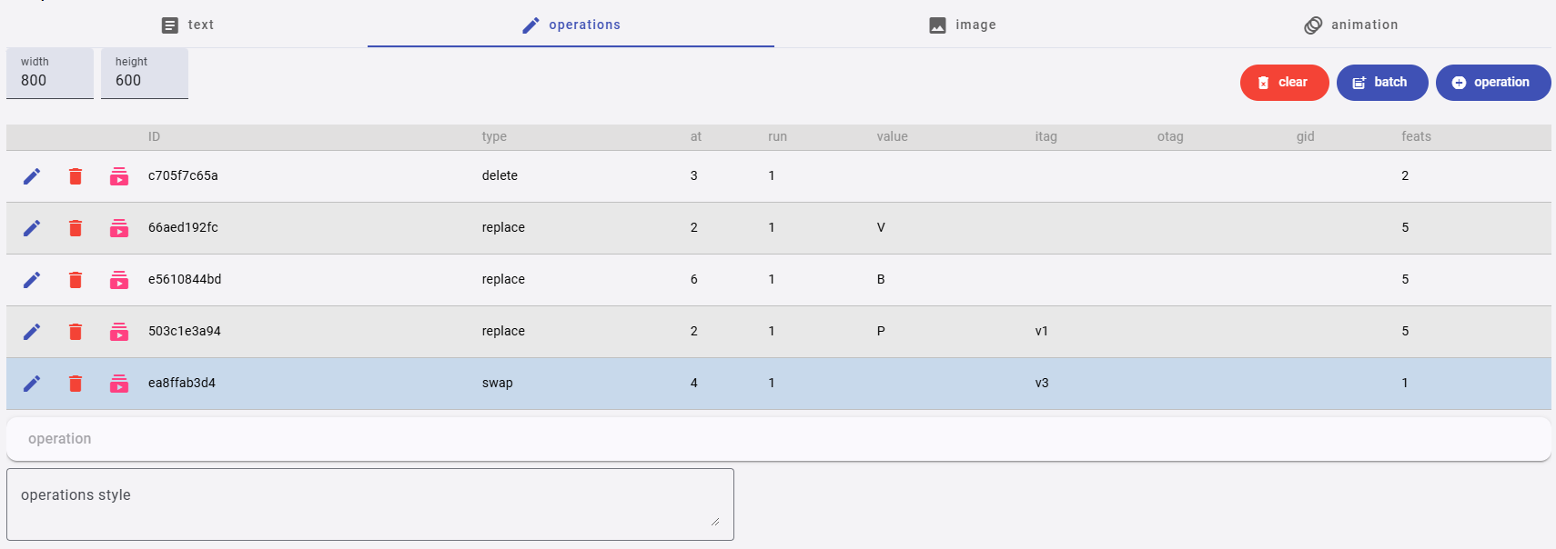 snapshot editor - operations